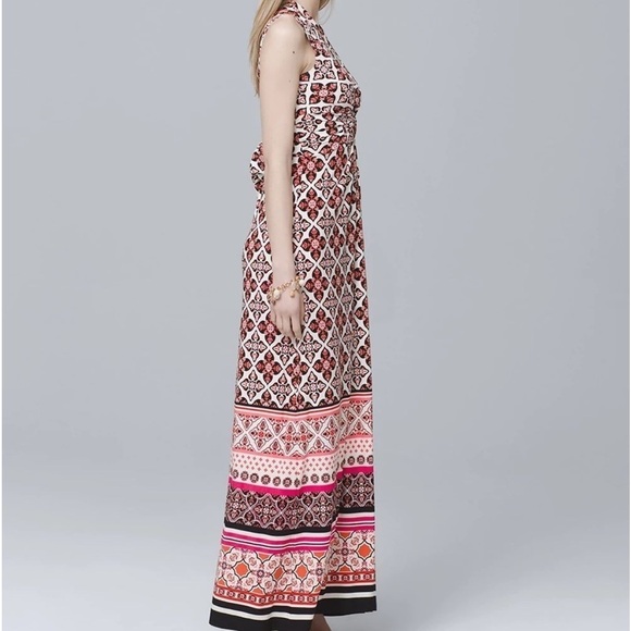 White House Black Market Twist Detail Printed Knit Maxi Dress Size M - Picture 2 of 10